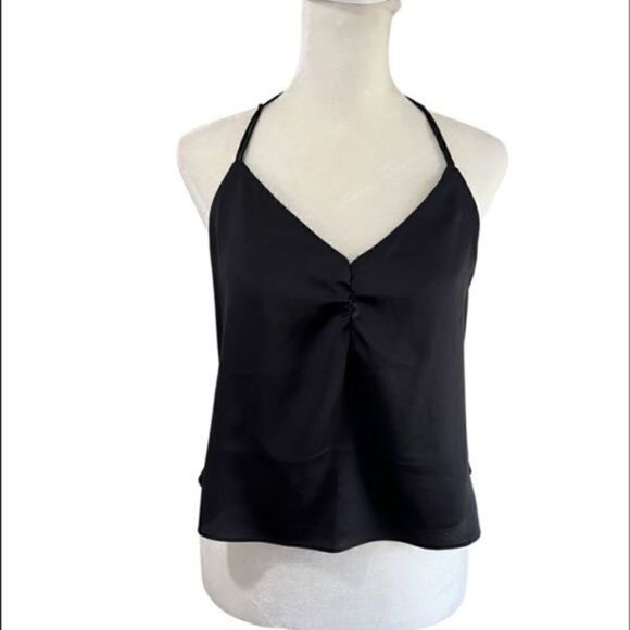 NWT Express Black satin top Crop top size small - Picture 1 of 8